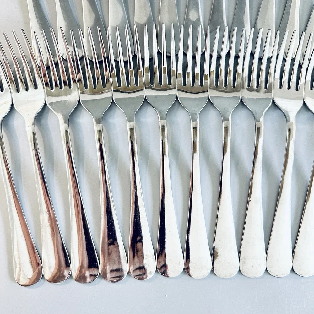 25 Stainless Forks Flatware Fork Lot SIMPLE SOLID Mixed Mismatched Vtg EXCELLENT